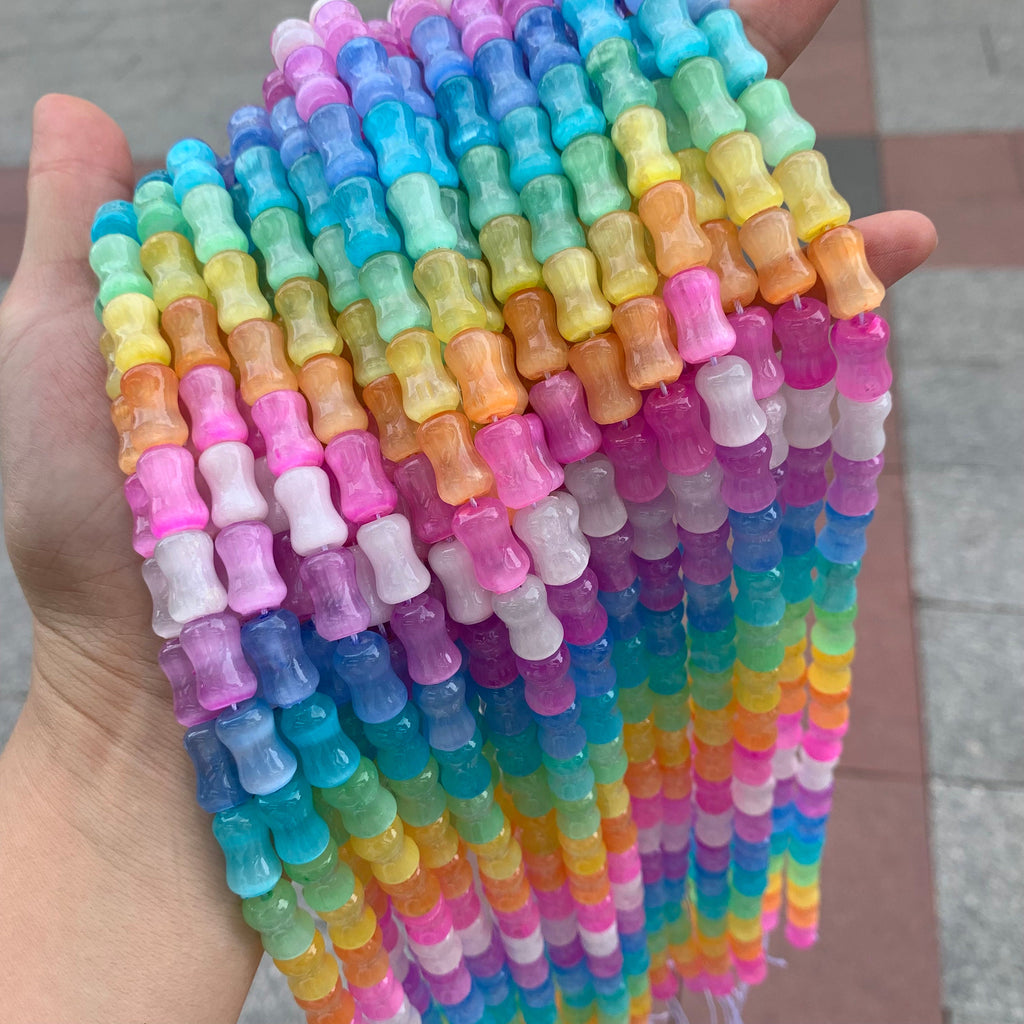 Natural Selenite Bamboo Shape Bead Selenite Loose Beads Gemstone Beads Rainbow Multi Color Selenite Gemstone Loose Bead 8*12mm 15.5 Inch AAA