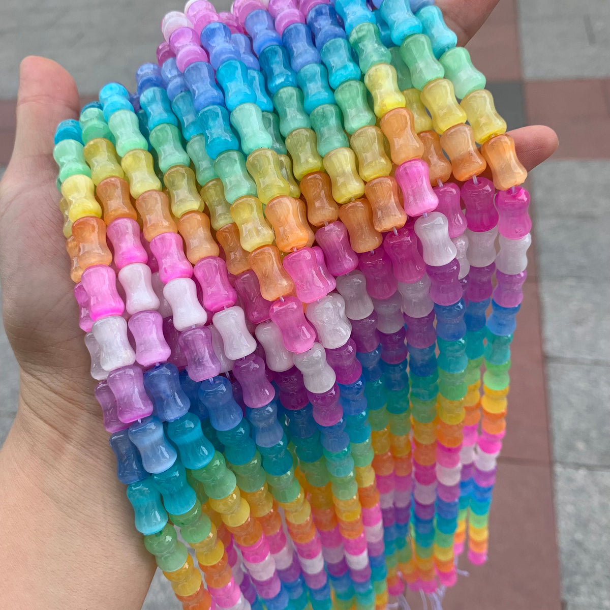 Natural Selenite Bamboo Shape Bead Selenite Loose Beads Gemstone Beads Rainbow Multi Color Selenite Gemstone Loose Bead 8*12mm 15.5 Inch AAA