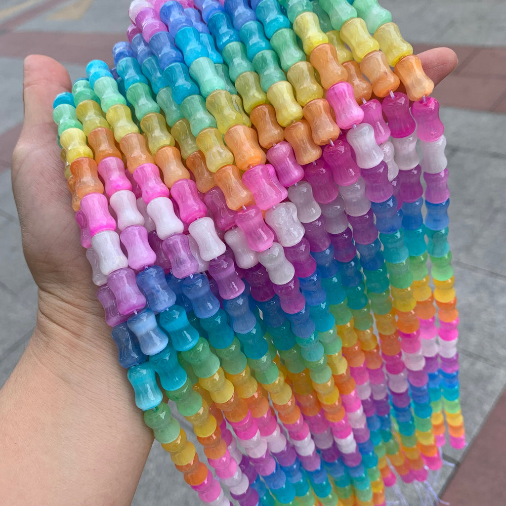 Natural Selenite Bamboo Shape Bead Selenite Loose Beads Gemstone Beads Rainbow Multi Color Selenite Gemstone Loose Bead 8*12mm 15.5 Inch AAA