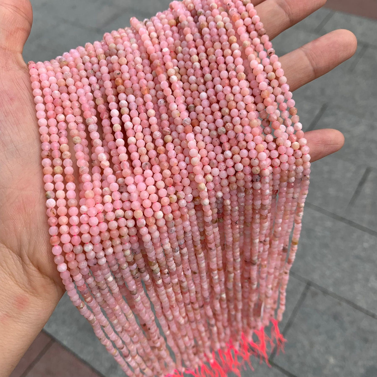 Natural Pink Opal Faceted Beads 2mm 3mm Gemstone Round Loose Pink Opal Stone Beads for Jewelry DIY Making Strand 15.5" Garde AAA