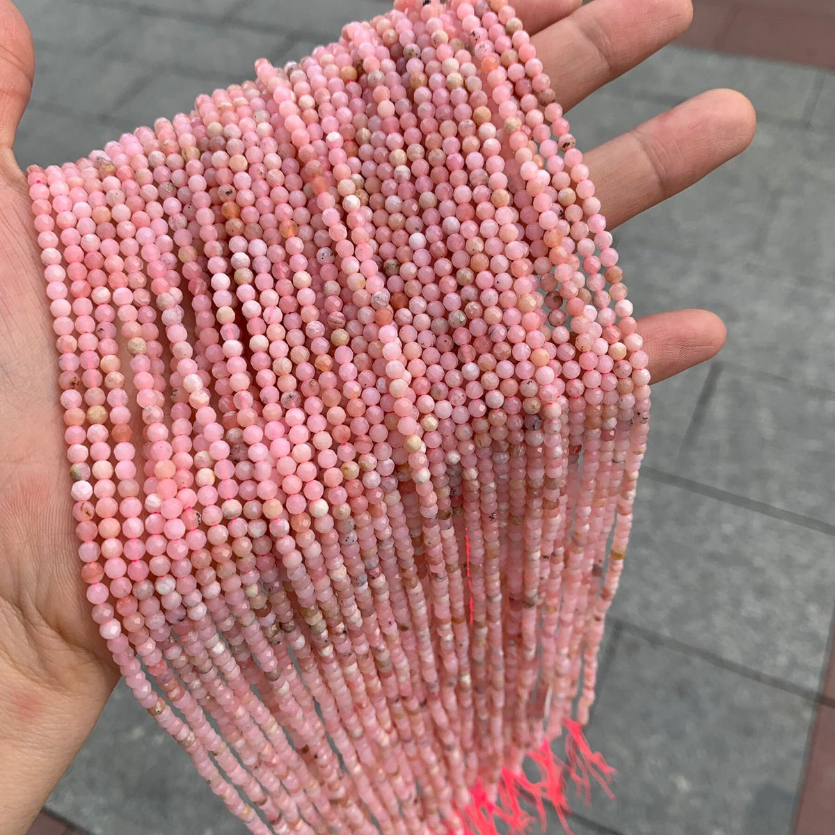 Natural Pink Opal Faceted Beads 2mm 3mm Gemstone Round Loose Pink Opal Stone Beads for Jewelry DIY Making Strand 15.5" Garde AAA
