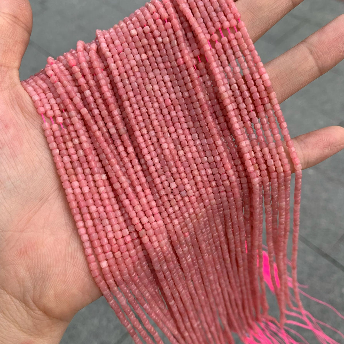Natural China Pink Opal Faceted Beads 2mm Gemstone Round Loose Pink Opal Stone Beads for Jewelry DIY Making Strand 15.5" Garde AAA