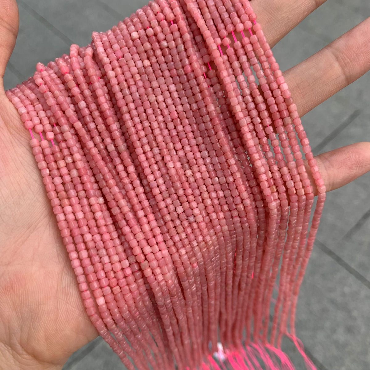 Natural China Pink Opal Faceted Beads 2mm Gemstone Round Loose Pink Opal Stone Beads for Jewelry DIY Making Strand 15.5" Garde AAA