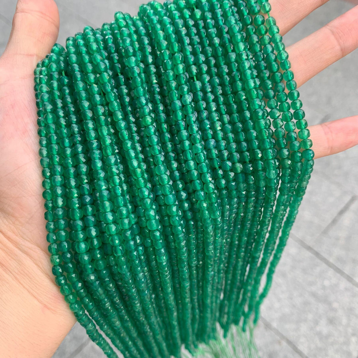 Natural Green Agate Cube Faceted Beads 4*4mm Gemstone Round Loose  Agate Beads for Jewelry DIY Making Strand 15.5" Garde AAA