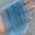 Natural Blue Topaz Beads 2mm 3mm Faceted Beads Gemstone  Loose Blue Color Bead for Jewelry DIY Making Strand 15.5" Garde AAA