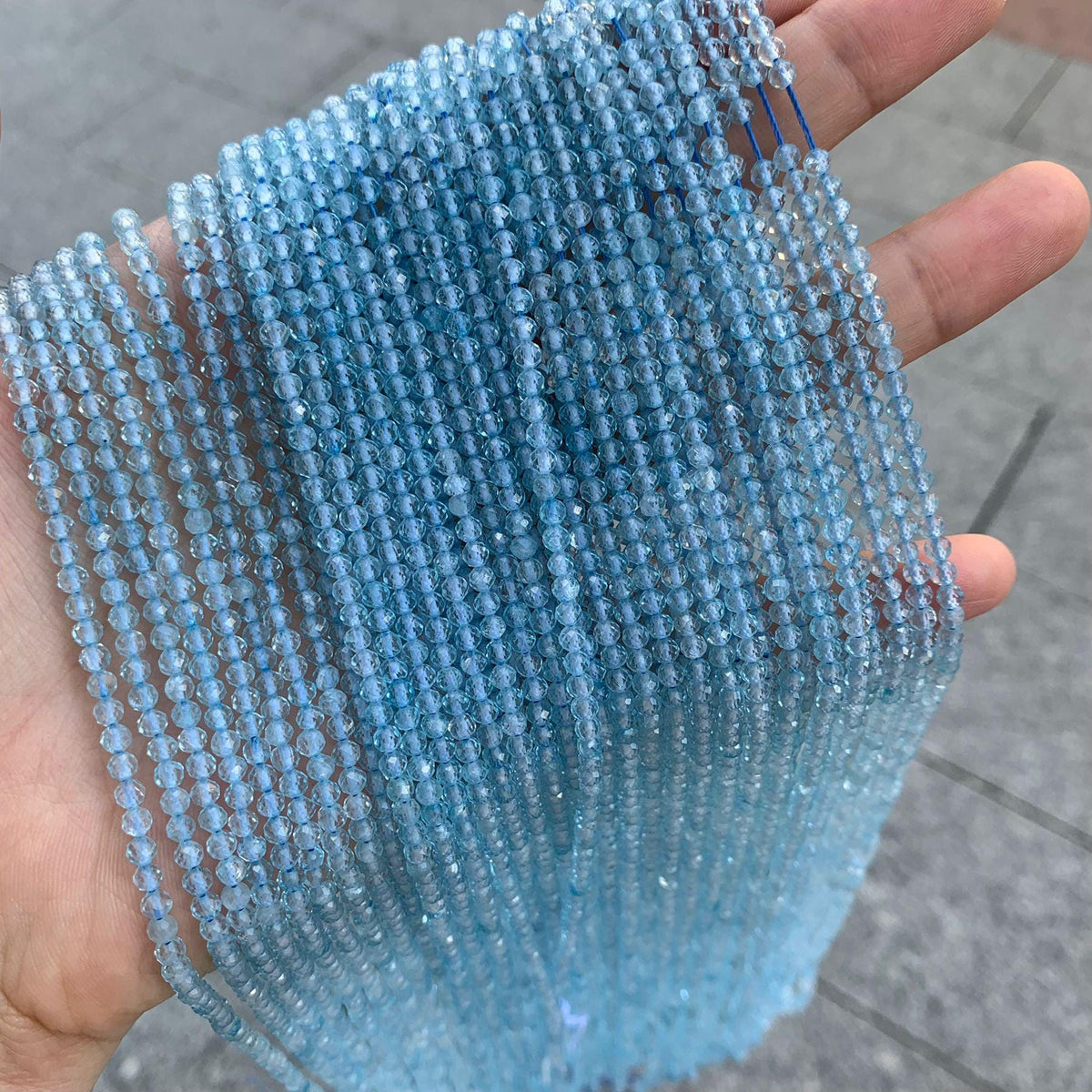 Natural Blue Topaz Beads 2mm 3mm Faceted Beads Gemstone  Loose Blue Color Bead for Jewelry DIY Making Strand 15.5" Garde AAA