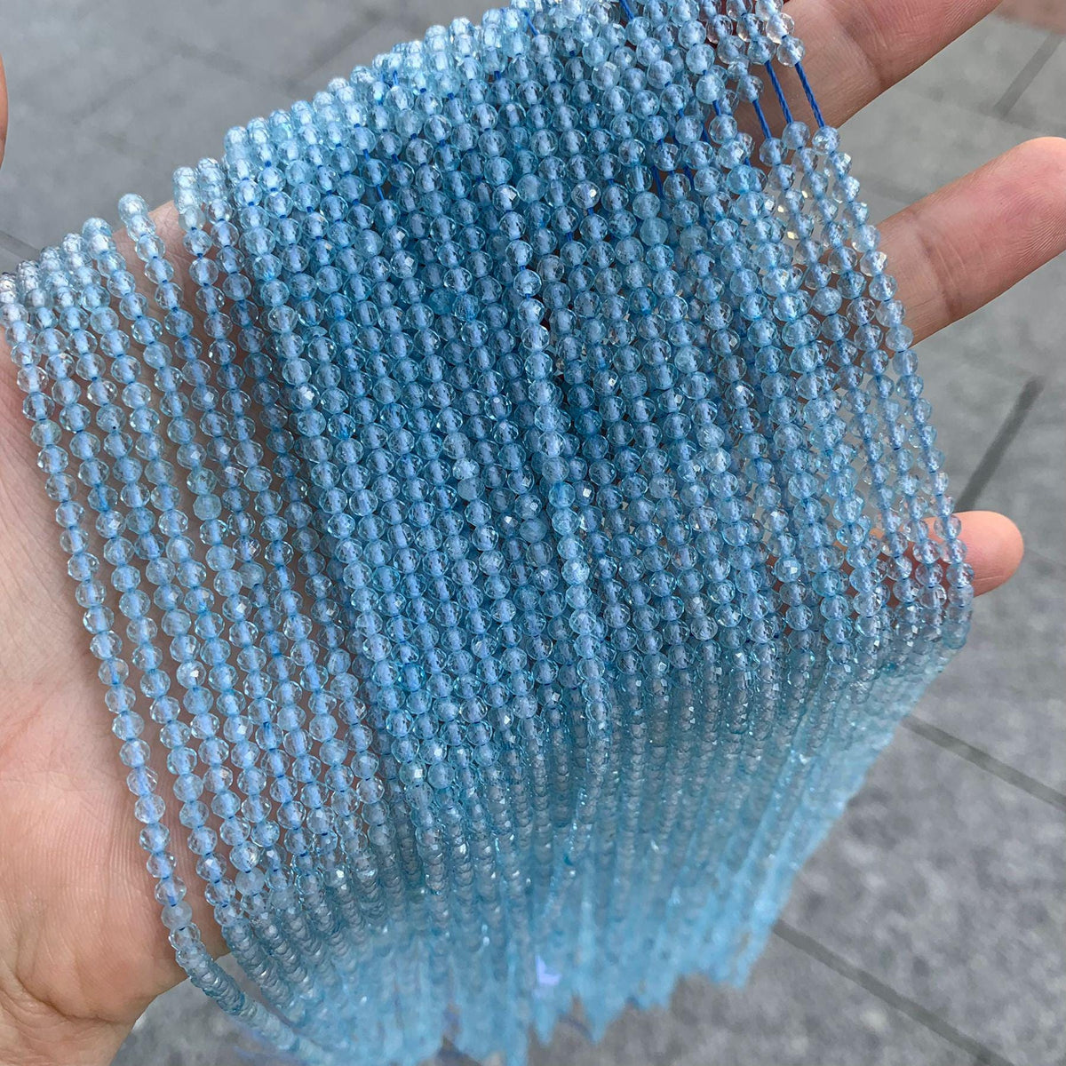 Natural Blue Topaz Beads 2mm 3mm Faceted Beads Gemstone  Loose Blue Color Bead for Jewelry DIY Making Strand 15.5" Garde AAA
