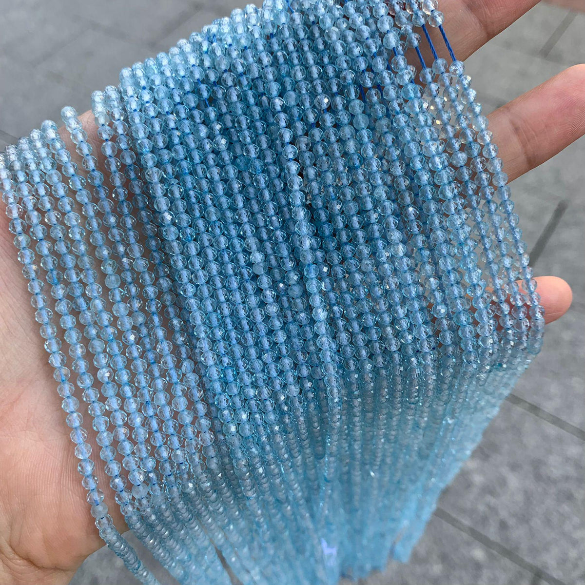 Natural Blue Topaz Beads 2mm 3mm Faceted Beads Gemstone  Loose Blue Color Bead for Jewelry DIY Making Strand 15.5" Garde AAA