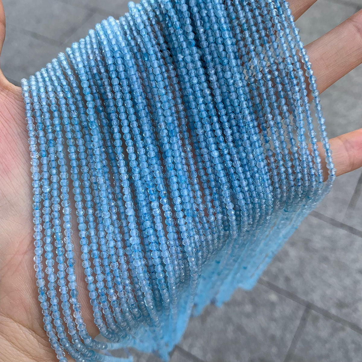 Natural Blue Topaz Beads 2mm 3mm Faceted Beads Gemstone  Loose Blue Color Bead for Jewelry DIY Making Strand 15.5" Garde AAA