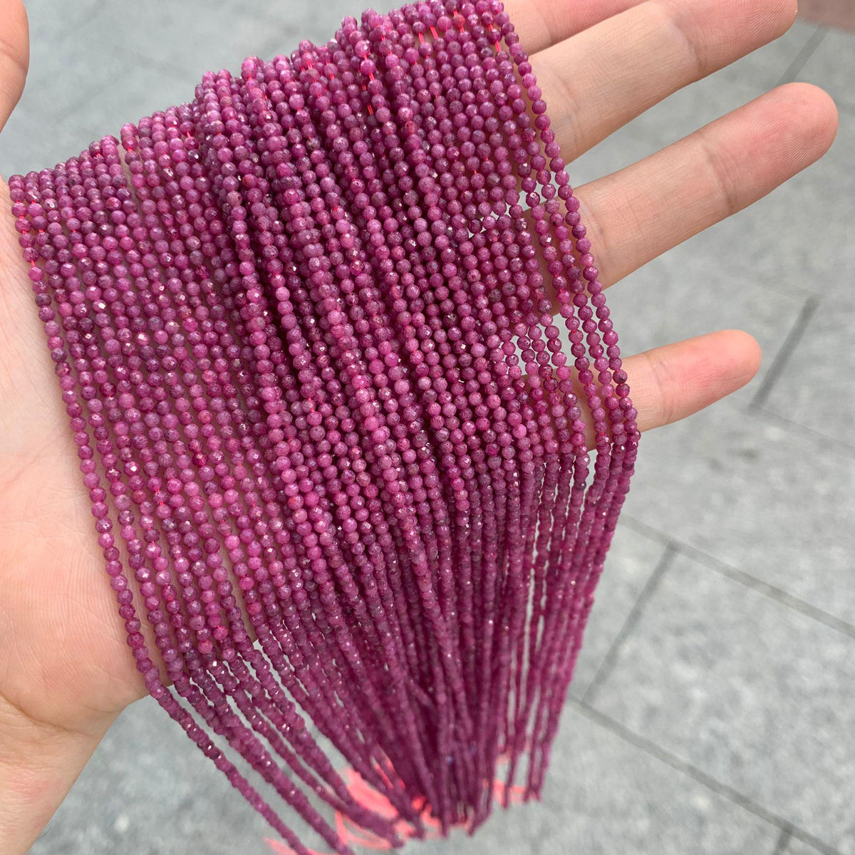 Natural Real Red Ruby Faceted Round Beads 2mm Micro Ruby Gemstone Loose Beads for Jewelry Making 15.5 Inch Strand AAA