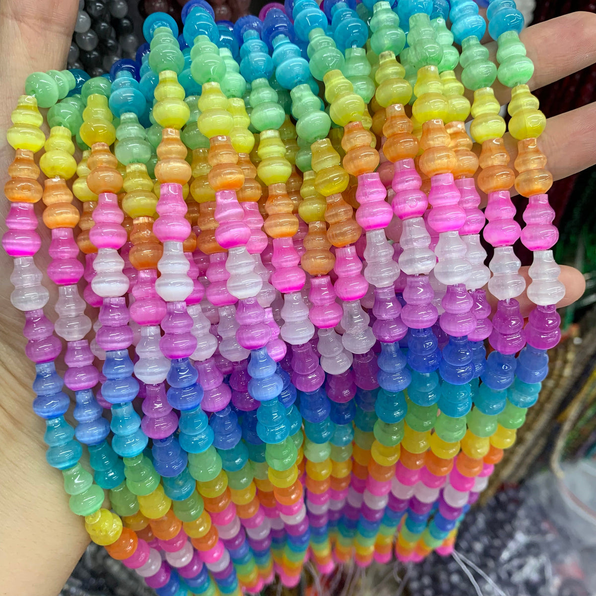 Natural Selenite Gourd Shape Bead Selenite Loose Beads Gemstone Beads Rainbow Multi Color Selenite Gemstone Loose Bead 8*12mm 15.5 Inch AAA