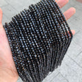 Natural Black Spinel Micro Faceted Cube Beads 4*4mm Black Gemstones Loose Beads for Jewelry Making 15.5 Inch Strand AAA