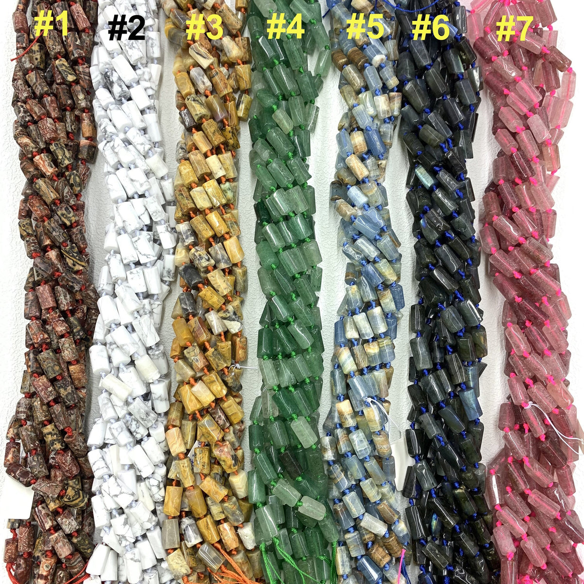 Natural Raw Rough Tube Shape Gemstone Beads Rock Stone Pendant Charm Supplies for Jewelry DIY Gemstone Strand 15.5"