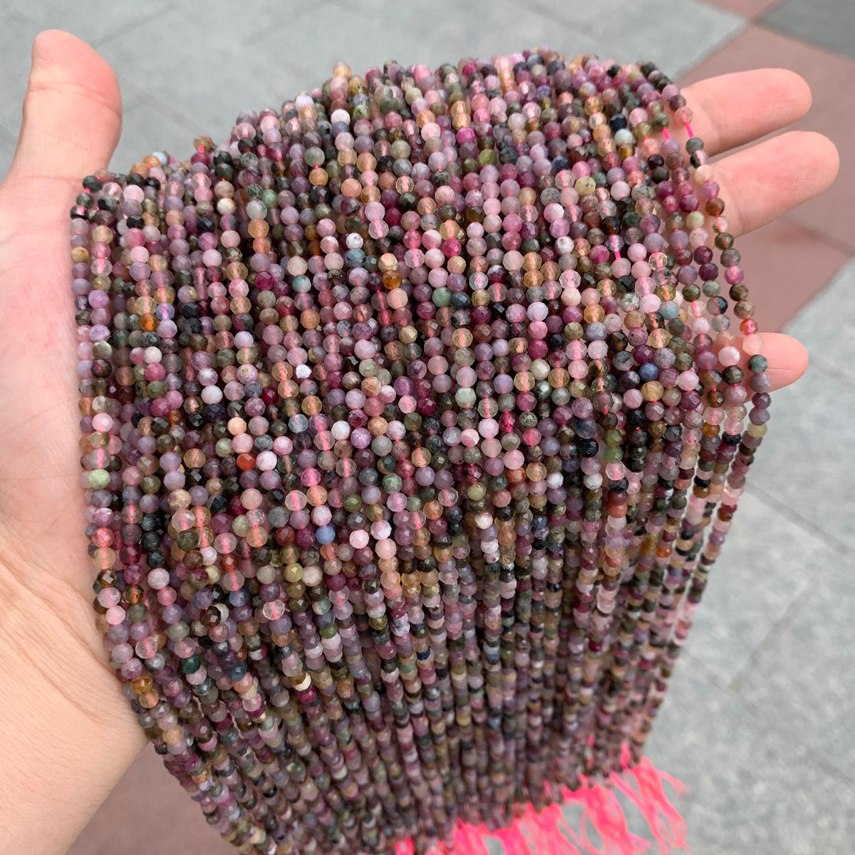 Natura Tourmaline Faceted Beads Micro Round Bead 3.5mm Tourmaline Gemstones Loose Bead for Jewelry Making 15.5 Inch Strand AAA