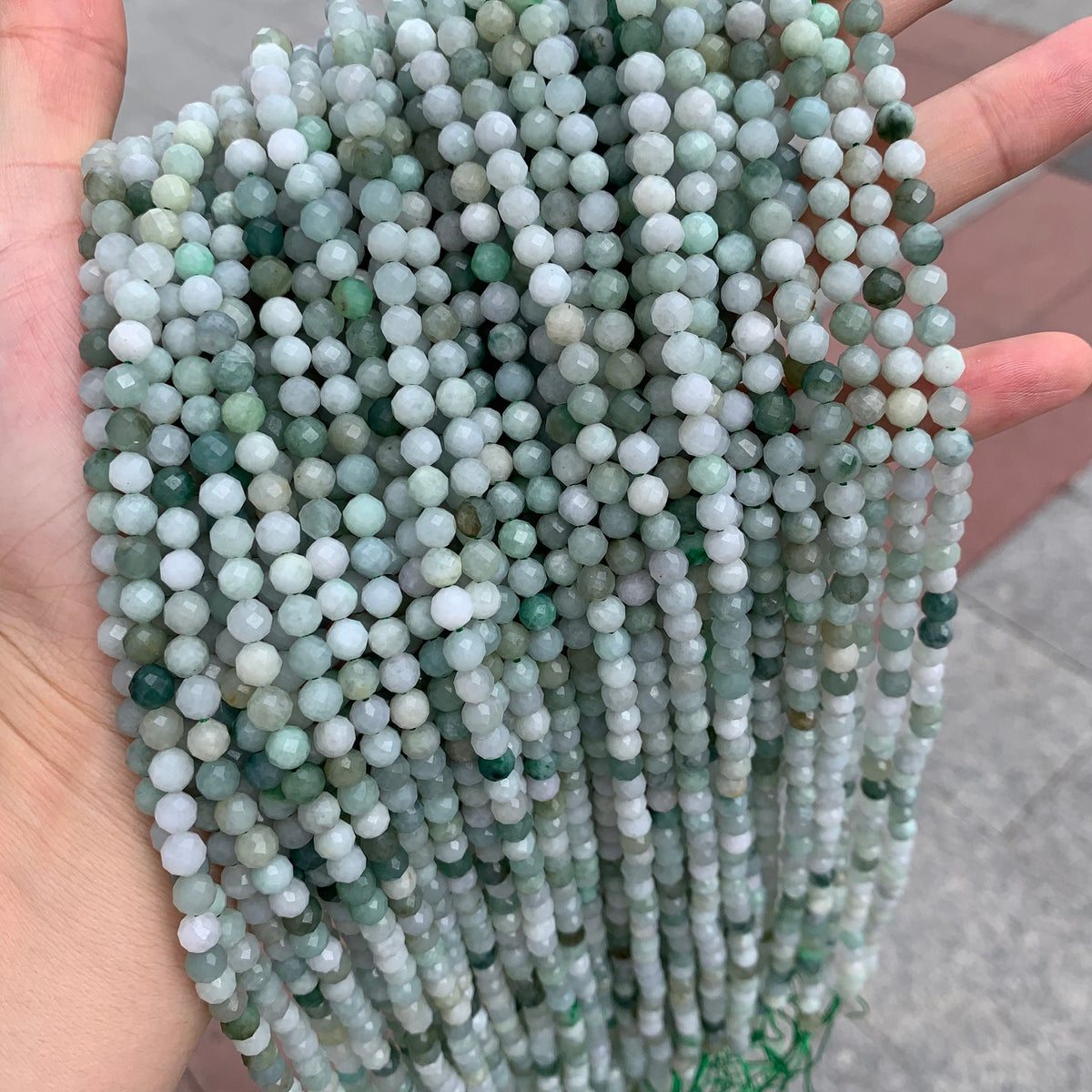 Natural Micro Jade Round Facted Beads Jade Beads 5mm Jade Gemstones Loose Beads for Jewelry Making 15.5 Inch Strand AAA