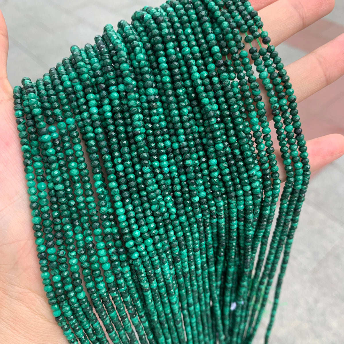 Natural Malachite Rondelle Micro Faceted Beads Micro Bead 2*3mm 2.5mm Roud Faceted Bead for Jewelry Making 15.5 Inch Strand AAA