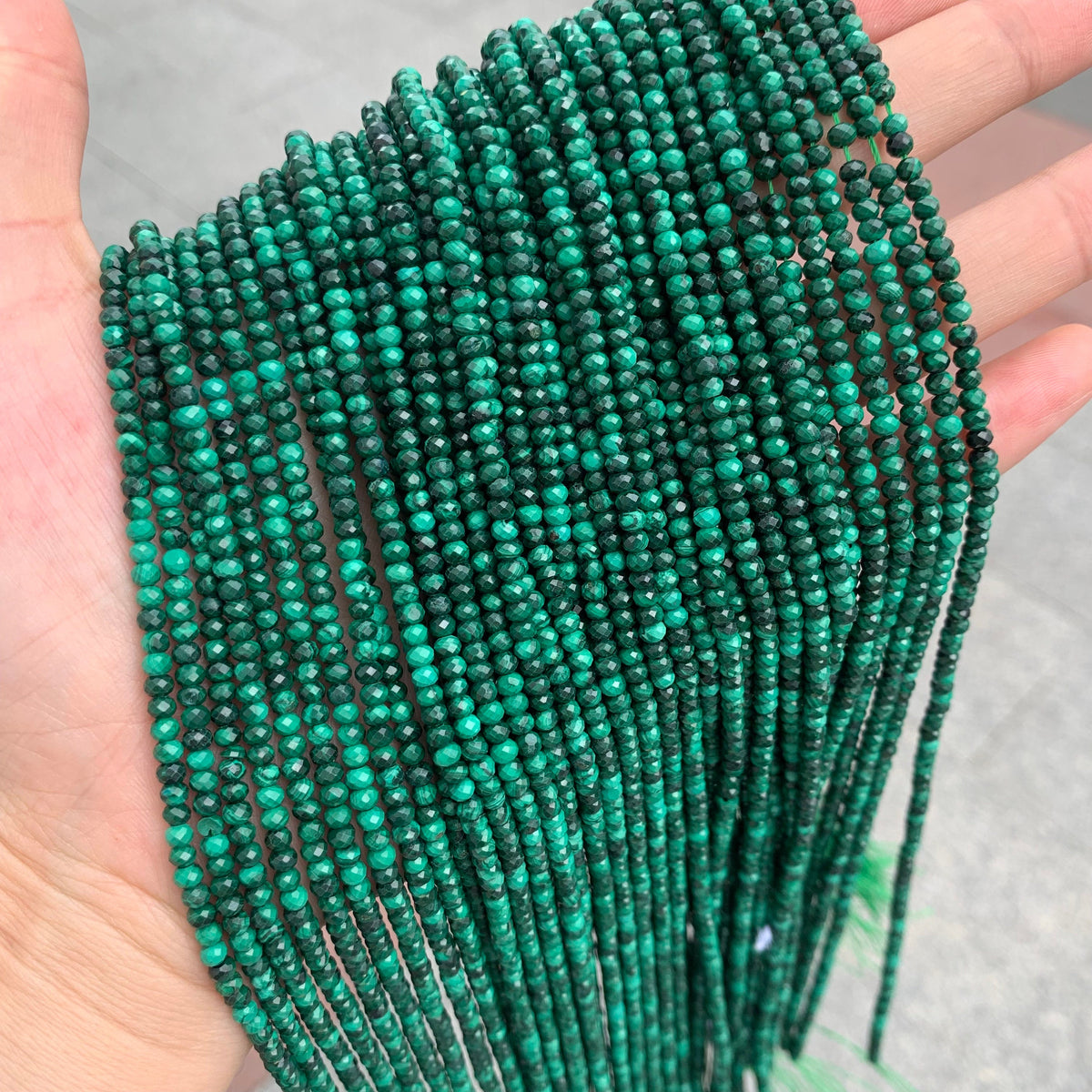 Natural Malachite Rondelle Micro Faceted Beads Micro Bead 2*3mm 2.5mm Roud Faceted Bead for Jewelry Making 15.5 Inch Strand AAA