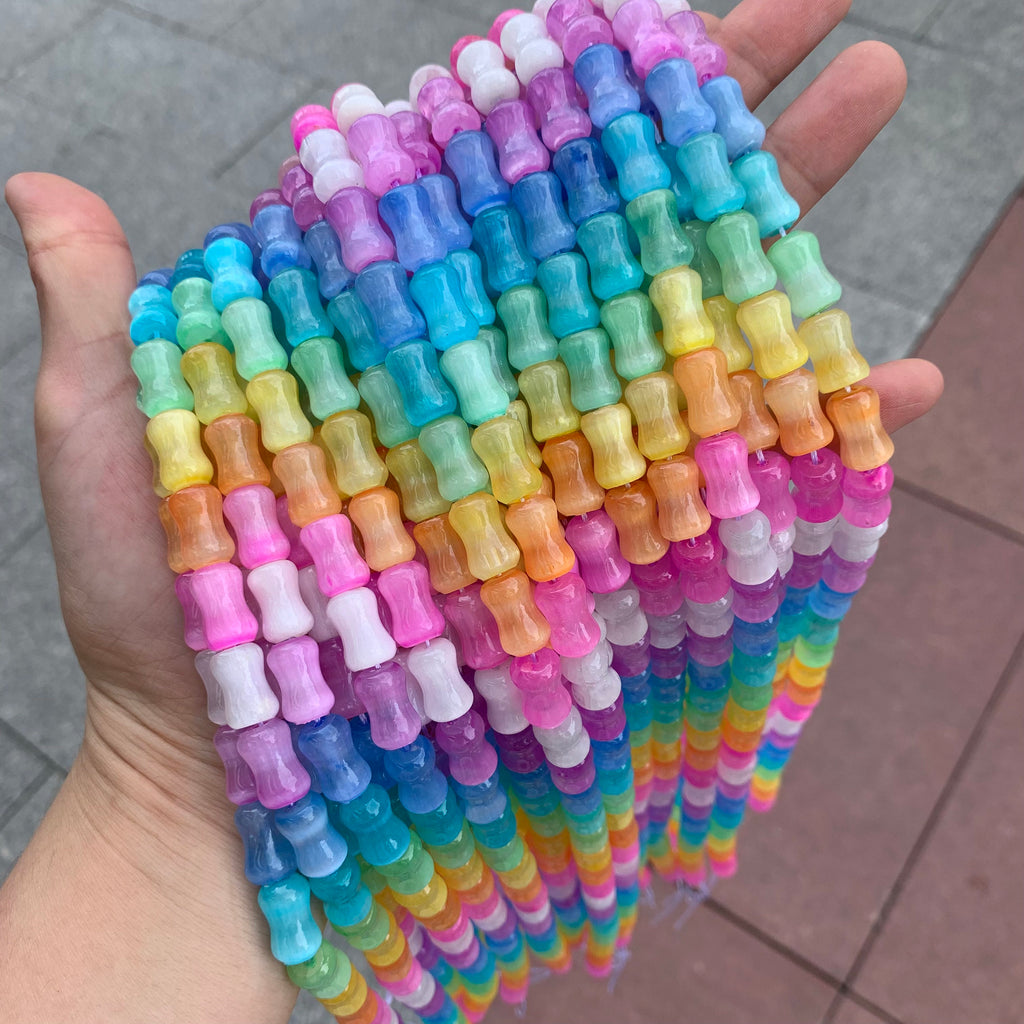 Natural Selenite Bamboo Shape Bead Selenite Loose Beads Gemstone Beads Rainbow Multi Color Selenite Gemstone Loose Bead 8*12mm 15.5 Inch AAA
