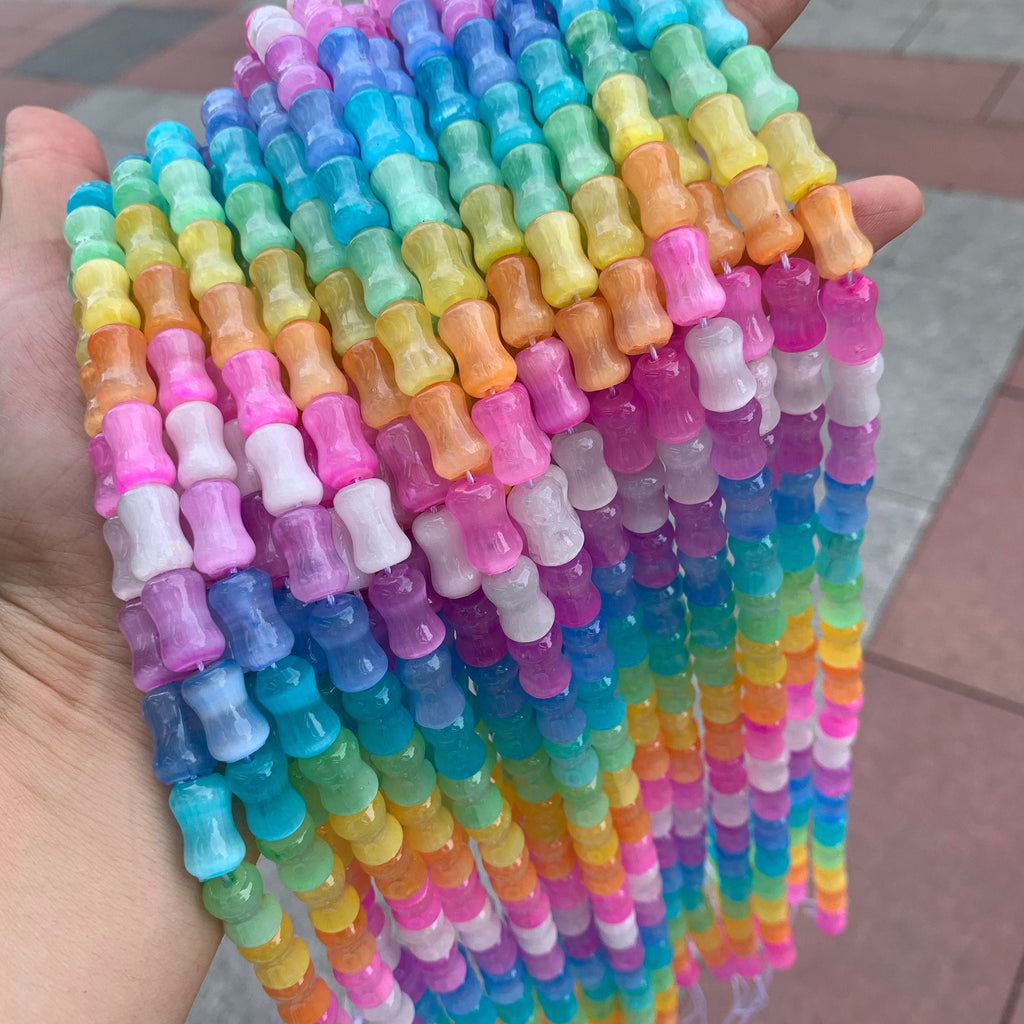 Natural Selenite Bamboo Shape Bead Selenite Loose Beads Gemstone Beads Rainbow Multi Color Selenite Gemstone Loose Bead 8*12mm 15.5 Inch AAA