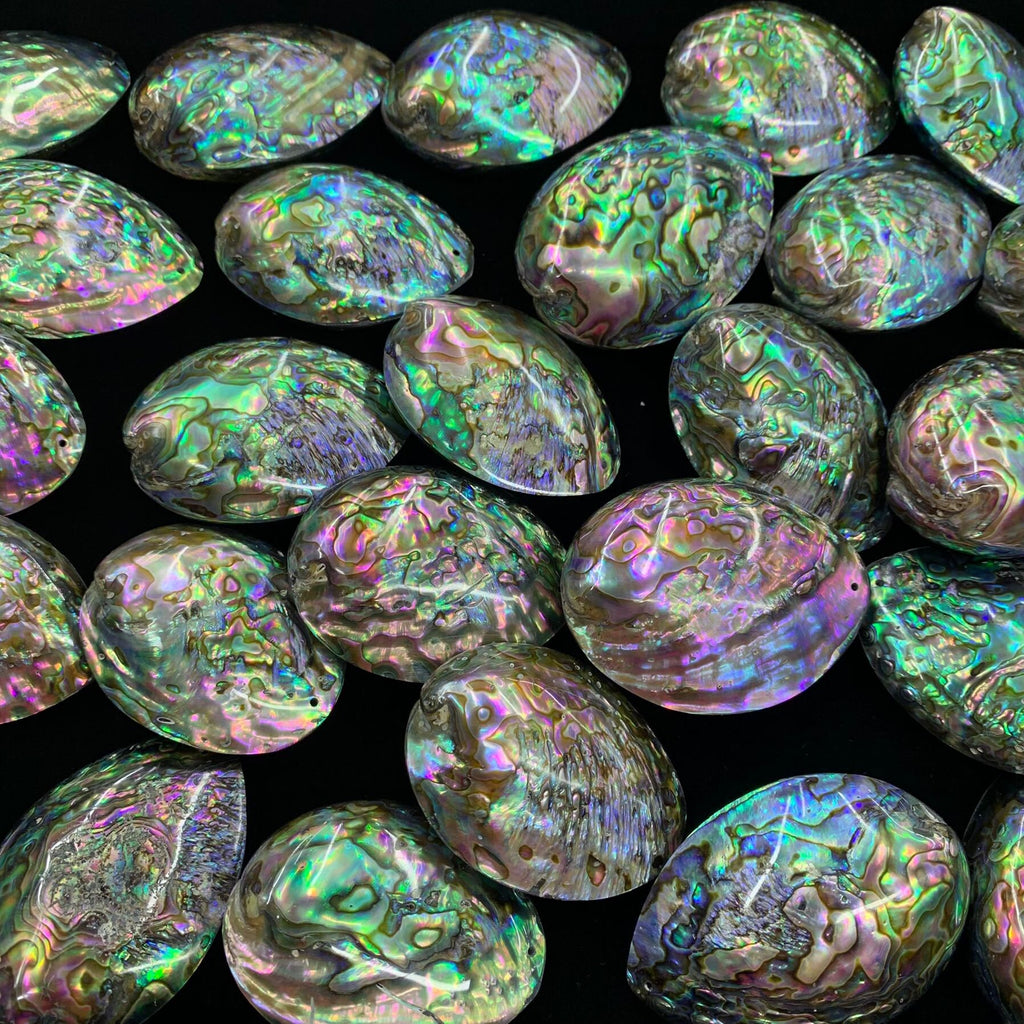 1PC Whole Abalone Shell Pendant with Hole Size Approx 42*56mm Rainbow Seashell （Double Side）