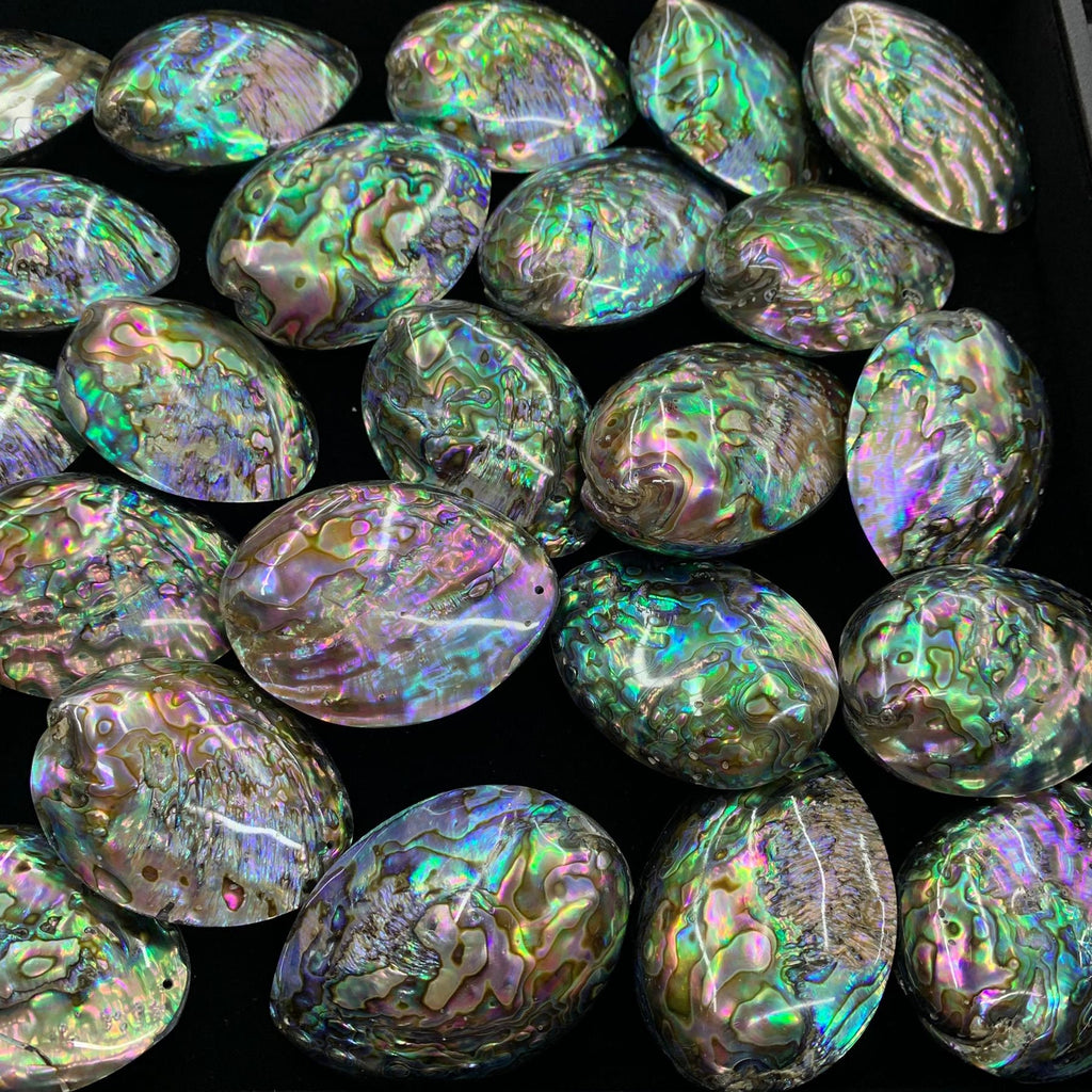 1PC Whole Abalone Shell Pendant with Hole Size Approx 42*56mm Rainbow Seashell （Double Side）