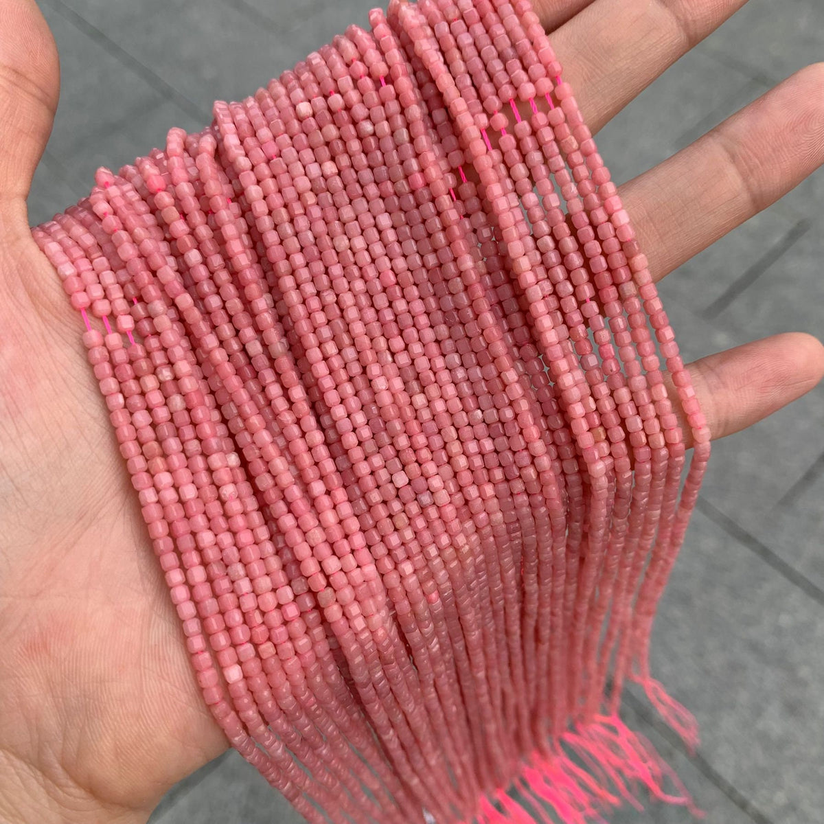Natural China Pink Opal Faceted Beads 2mm Gemstone Round Loose Pink Opal Stone Beads for Jewelry DIY Making Strand 15.5" Garde AAA