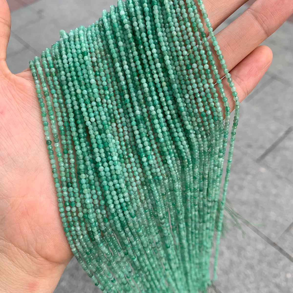 Natural Emerald Round Faceted Beads 2mm Gemstone Round Loose Emerald Stone Beads for Jewelry DIY Making Strand 15.5" Garde AAA