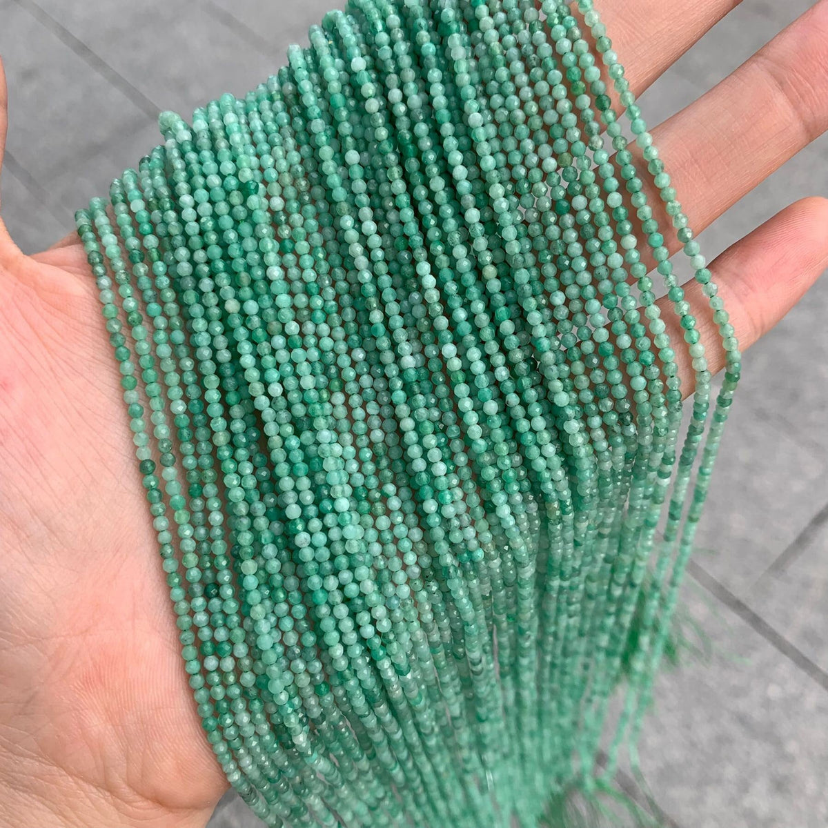 Natural Emerald Round Faceted Beads 2mm Gemstone Round Loose Emerald Stone Beads for Jewelry DIY Making Strand 15.5" Garde AAA