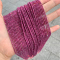 Natural Real Red Ruby Faceted Round Beads 2mm Micro Ruby Gemstone Loose Beads for Jewelry Making 15.5 Inch Strand AAA