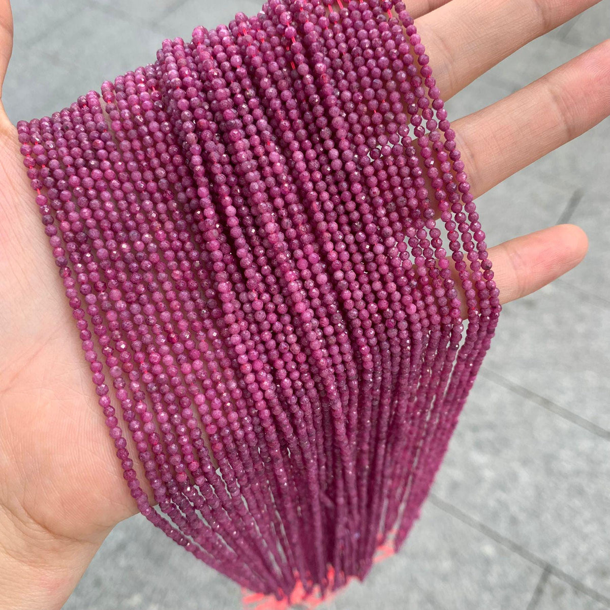 Natural Real Red Ruby Faceted Round Beads 2mm Micro Ruby Gemstone Loose Beads for Jewelry Making 15.5 Inch Strand AAA