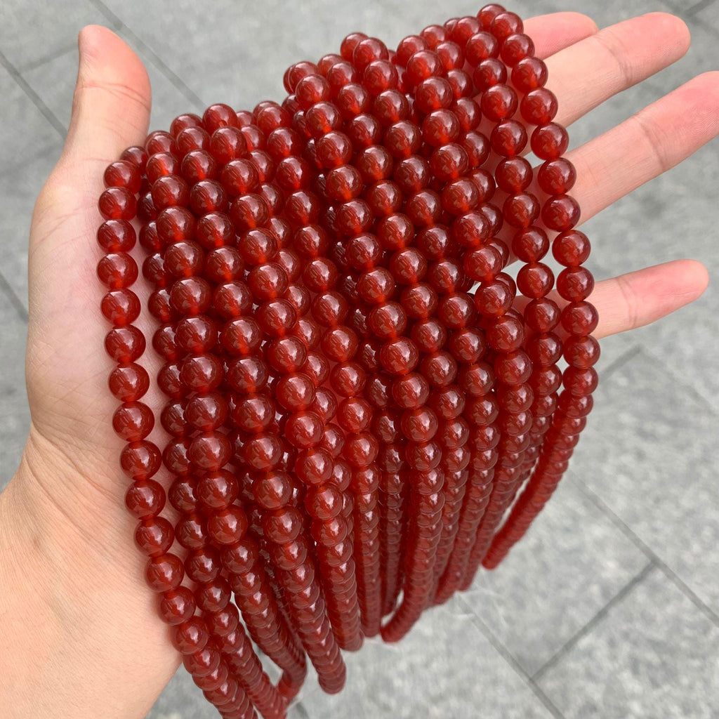 Natural Carnelian Round Beads 4mm 6mm 8mm 10mm 12mm Red Agate Gemstone Beads Birthday Gifts for Women Grade AAA 15.5 Inch Strand