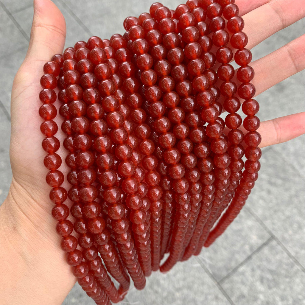 Natural Carnelian Round Beads 4mm 6mm 8mm 10mm 12mm Red Agate Gemstone Beads Birthday Gifts for Women Grade AAA 15.5 Inch Strand