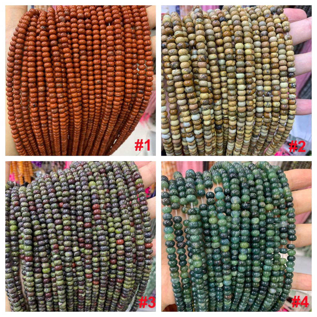23 Kinds of Rondelle Shape 6*4 MM Natural Stone Beads Gemstone Loose Bead for Jewelry Bracelet DIY Making Strand 15.5"