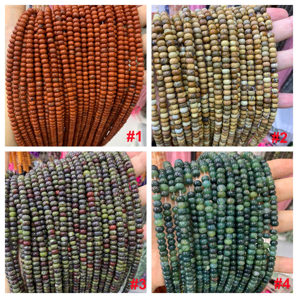 23 Kinds of Rondelle Shape 6*4 MM Natural Stone Beads Gemstone Loose Bead for Jewelry Bracelet DIY Making Strand 15.5"
