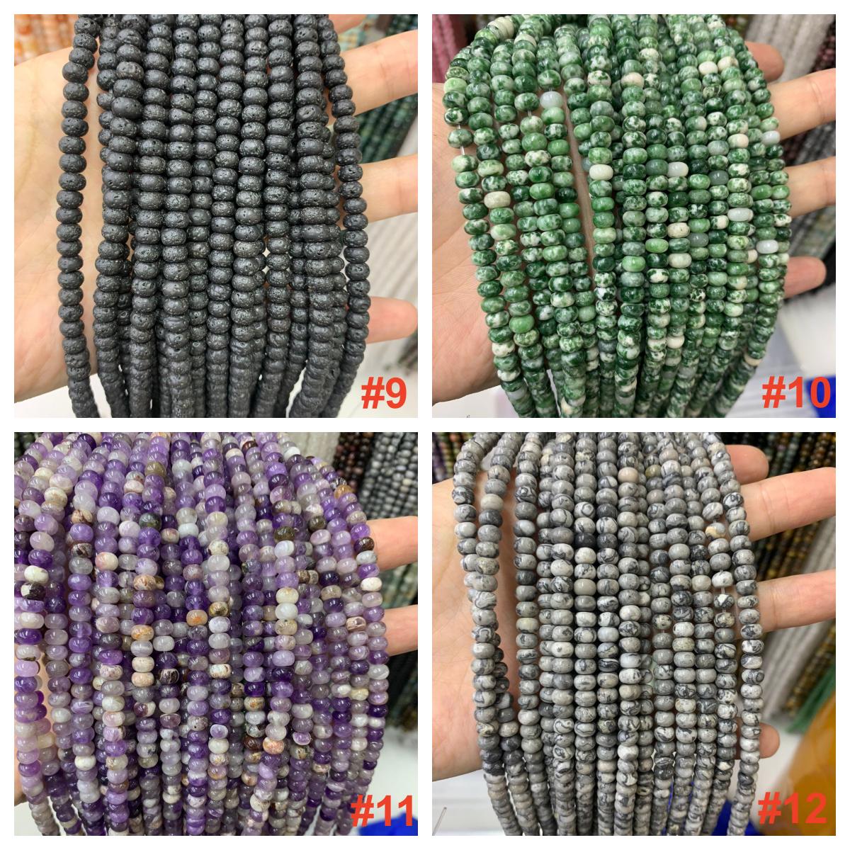 23 Kinds of Rondelle Shape 6*4 MM Natural Stone Beads Gemstone Loose Bead for Jewelry Bracelet DIY Making Strand 15.5"