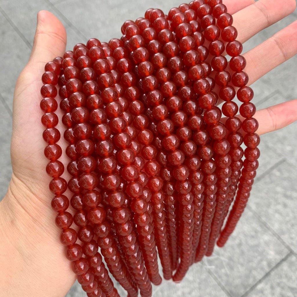 Natural Carnelian Round Beads 4mm 6mm 8mm 10mm 12mm Red Agate Gemstone Beads Birthday Gifts for Women Grade AAA 15.5 Inch Strand