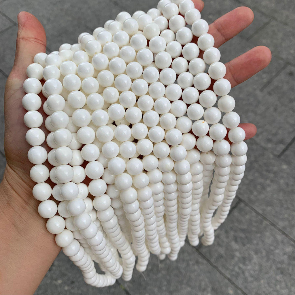 Natural White Shell Round Beads 10mm Giant Clam Shell Round Beads for Jewelry Designer Gifts for Women Grade AAA 15.5 Inch Strand