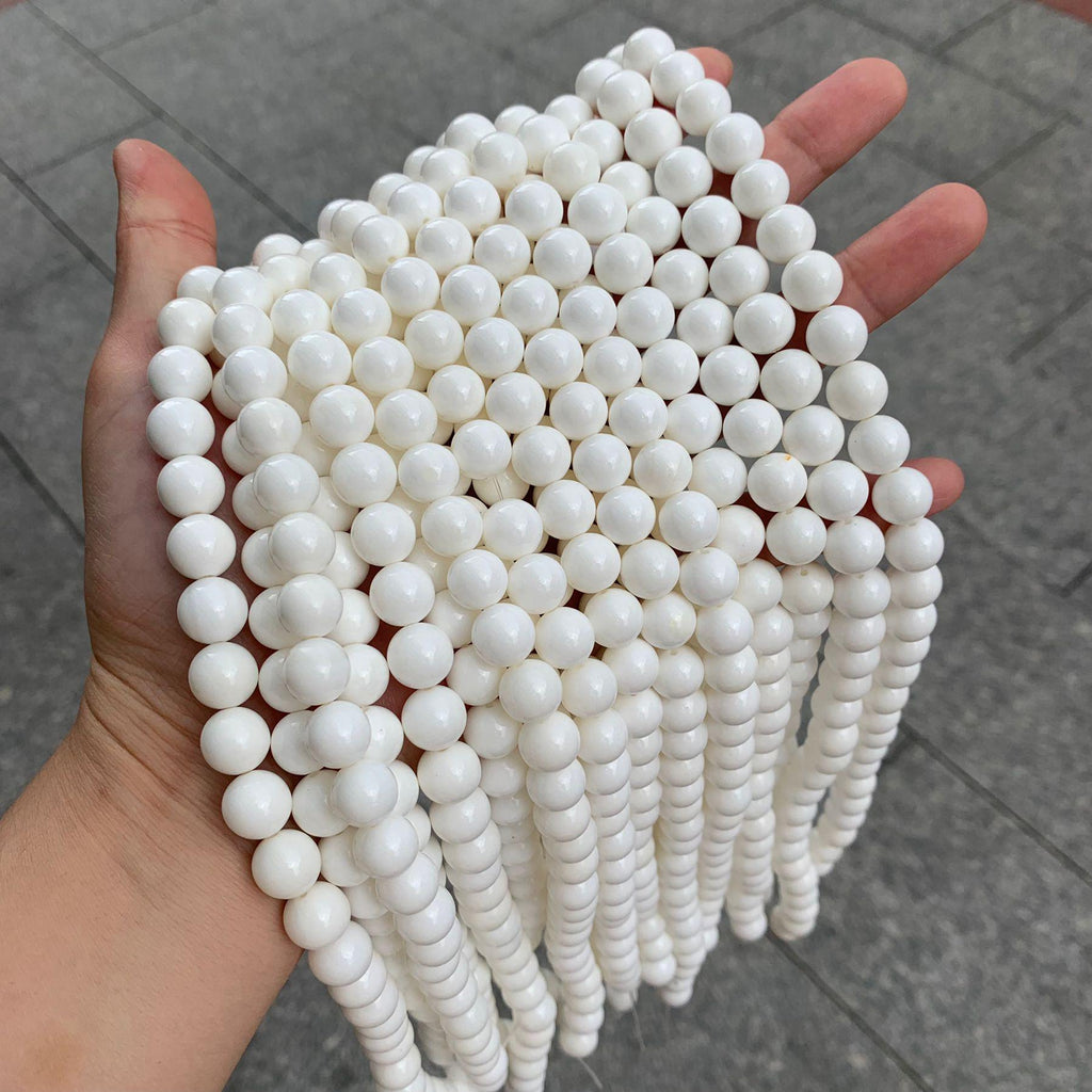Natural White Shell Round Beads 10mm Giant Clam Shell Round Beads for Jewelry Designer Gifts for Women Grade AAA 15.5 Inch Strand
