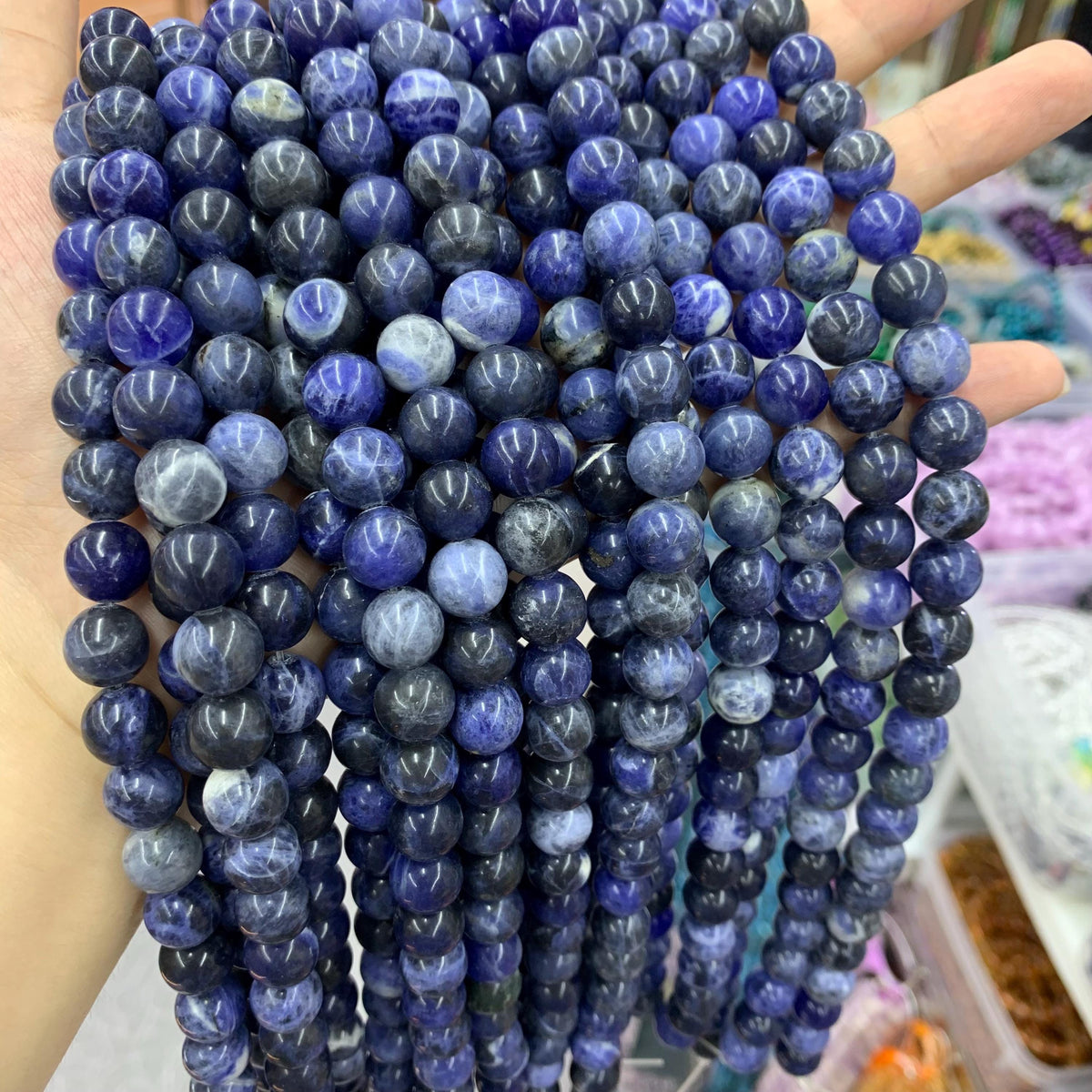 Natural Sodalite Bead Round Beads Sodalite Beads 6mm 8mm 10mm Gemstones Loose Beads for Jewelry Making 15.5 Inch Strand AAA