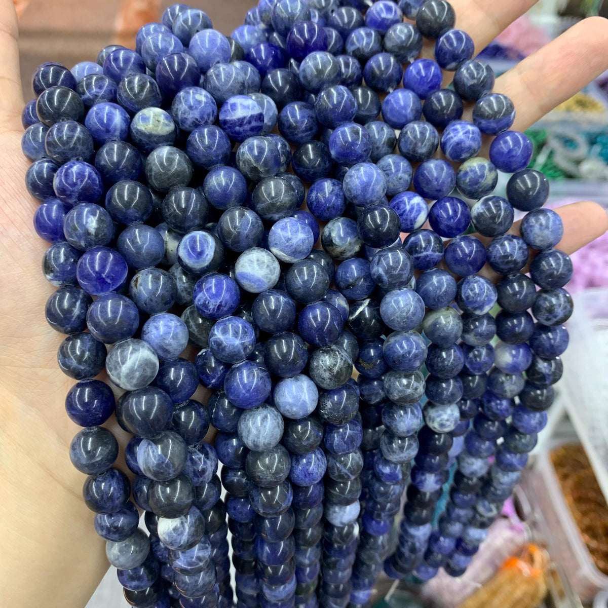 Natural Sodalite Bead Round Beads Sodalite Beads 6mm 8mm 10mm Gemstones Loose Beads for Jewelry Making 15.5 Inch Strand AAA