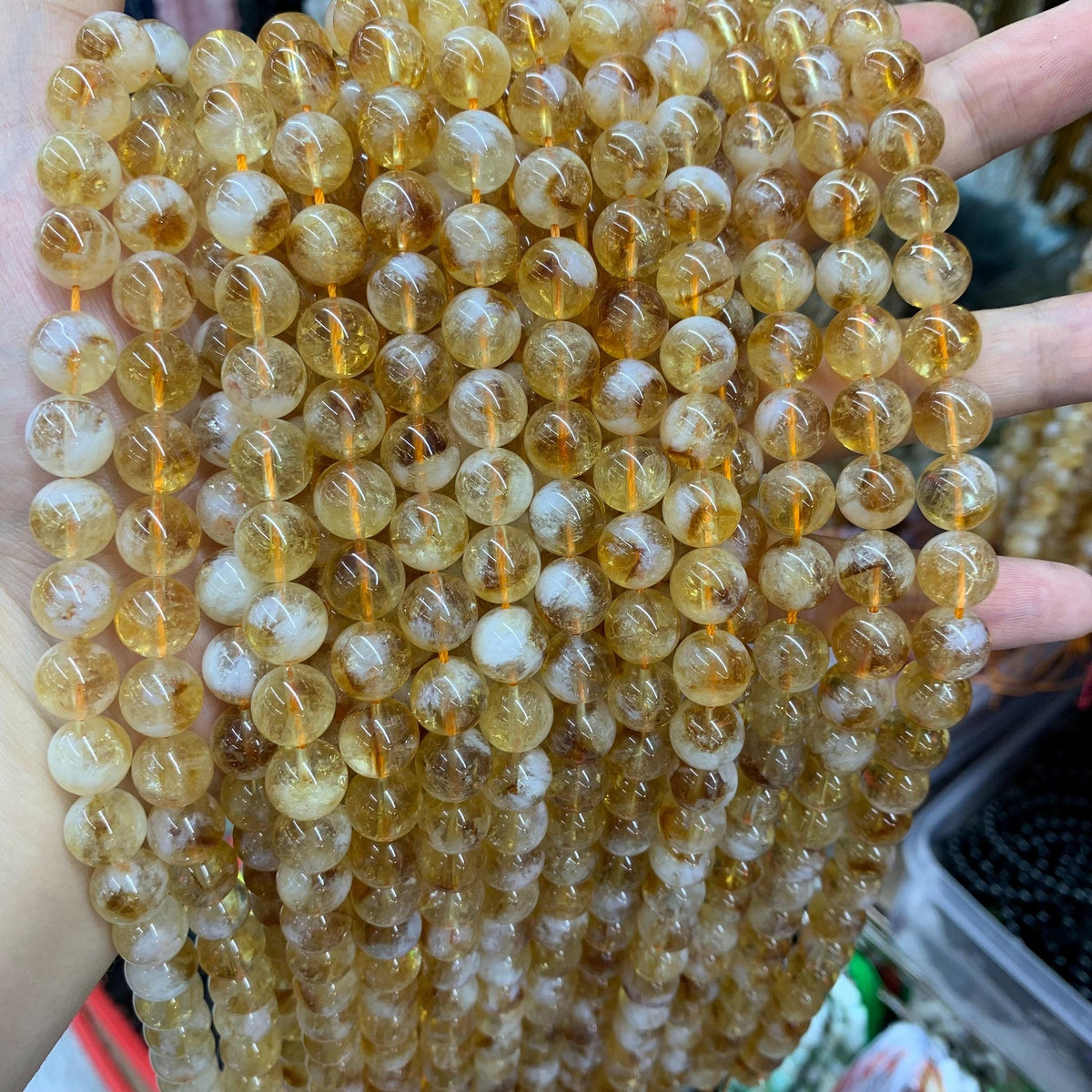 Natural Citrine beads Round beads, Citrine Smooth Bead Cloudy White Snow Citrine 8mm 10mm 15.5" Strand for Jewelry Making