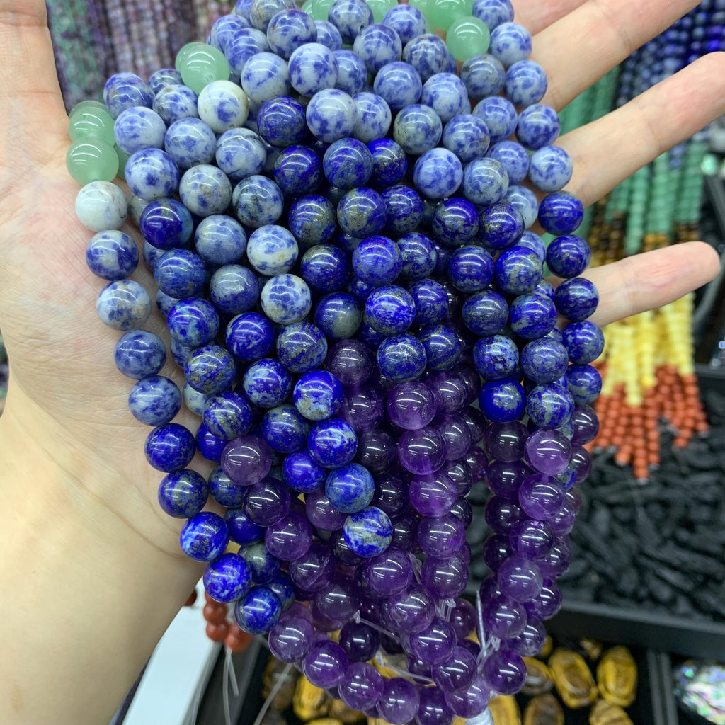 Natural 7 Chakra Round Beads 7 Color Gemstone Round bead 8mm 10mm 15.5” Strand for Jewelry Making