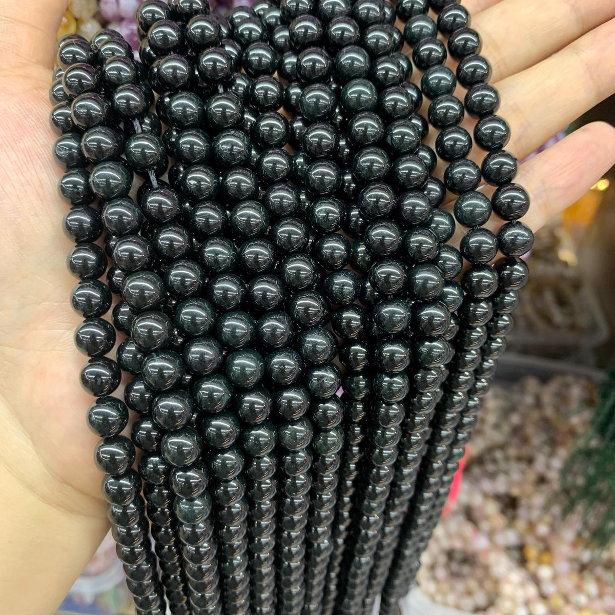 Black Jade Round Beads 6mm 8mm 15.5‘’for Jewelry Making Black Gemstone Loose Beads