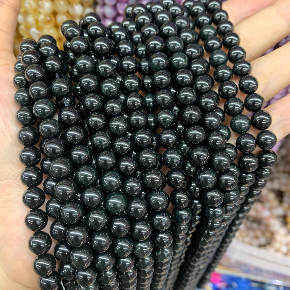 Black Jade Round Beads 6mm 8mm 15.5‘’for Jewelry Making Black Gemstone Loose Beads
