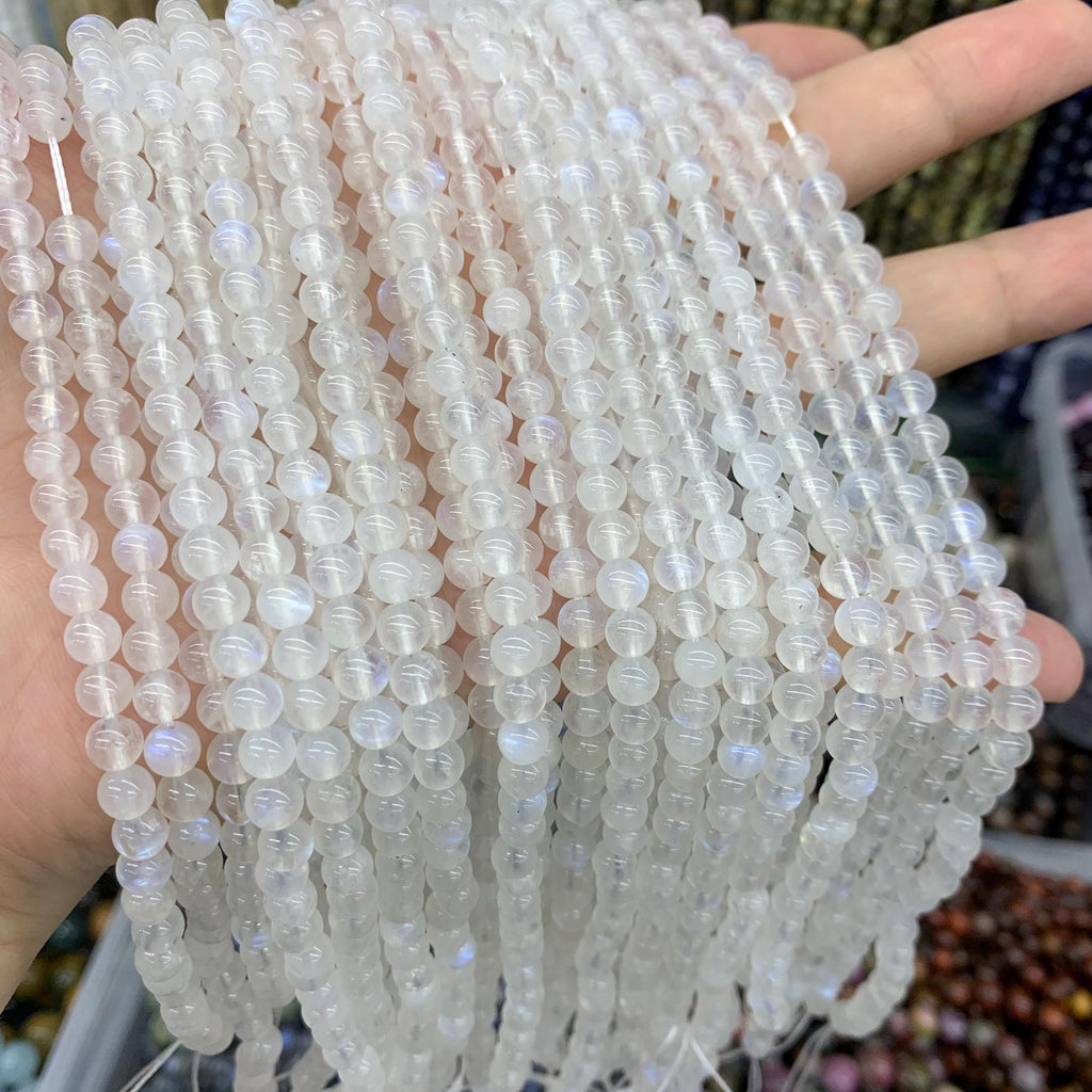 AAA Rainbow Moonstone Beads with Blue Flash, Gemstone Beads (5mm-9mm)