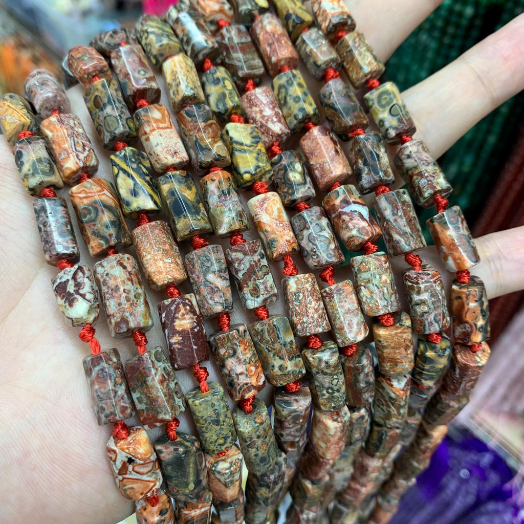 Natural Raw Rough Tube Shape Gemstone Beads Rock Stone Pendant Charm Supplies for Jewelry DIY Gemstone Strand 15.5"
