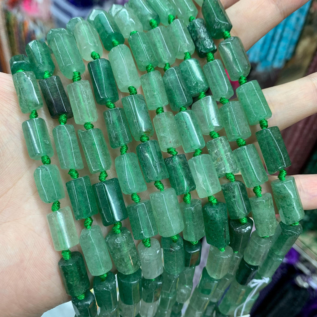 Natural Raw Rough Tube Shape Gemstone Beads Rock Stone Pendant Charm Supplies for Jewelry DIY Gemstone Strand 15.5"