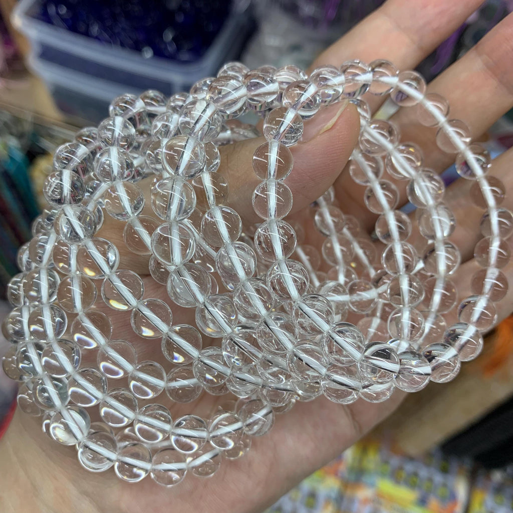Natural Clear Quartz Round Beads Bracelet Top Quality, Crystal Beads 6mm 8mm 10mm Gemstone Strand AAA for DIY Jewelry Making