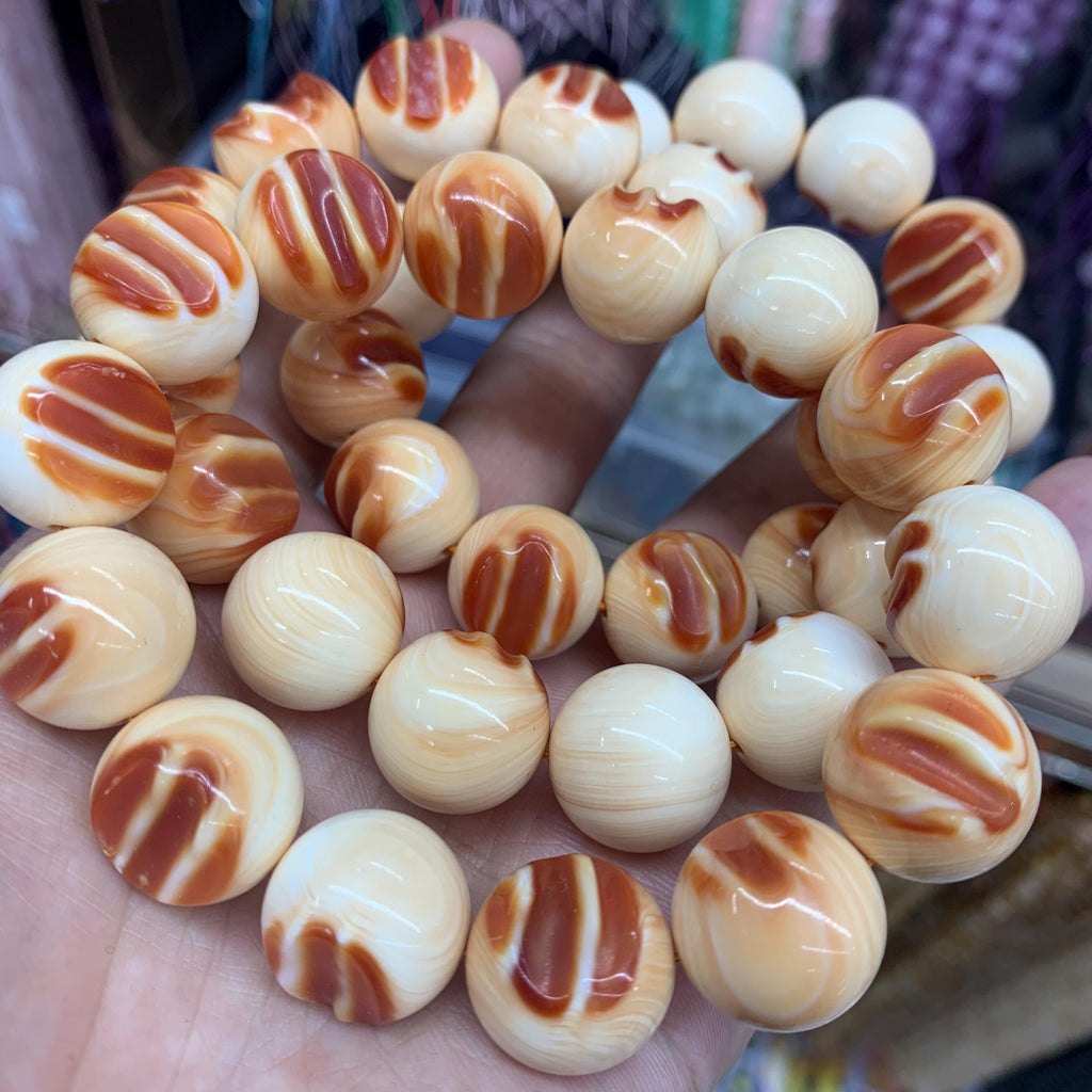Natural Orange Red Conch Shell Bracelet 16mm with Blood Tooth High Quality, Shell Beads for DIY Jewelry Making