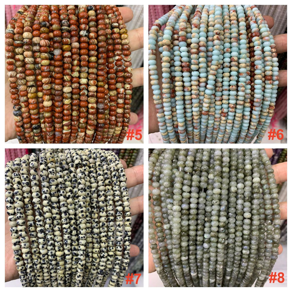 23 Kinds of Rondelle Shape 6*4 MM Natural Stone Beads Gemstone Loose Bead for Jewelry Bracelet DIY Making Strand 15.5"